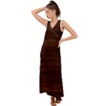 Dark Brown Wood Texture, Cherry Wood Texture, Wooden V-Neck Chiffon Maxi Dress