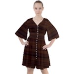 Dark Brown Wood Texture, Cherry Wood Texture, Wooden Boho Button Up Dress