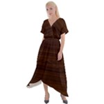 Dark Brown Wood Texture, Cherry Wood Texture, Wooden Cross Front Sharkbite Hem Maxi Dress