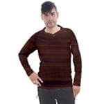 Dark Brown Wood Texture, Cherry Wood Texture, Wooden Men s Pique Long Sleeve T-Shirt