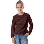 Dark Brown Wood Texture, Cherry Wood Texture, Wooden Kids  Long Sleeve T-Shirt with Frill 