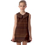 Dark Brown Wood Texture, Cherry Wood Texture, Wooden Kids  Pilgrim Collar Ruffle Hem Dress