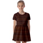 Dark Brown Wood Texture, Cherry Wood Texture, Wooden Kids  Short Sleeve Pinafore Style Dress