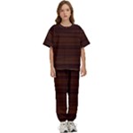 Dark Brown Wood Texture, Cherry Wood Texture, Wooden Kids  T-Shirt and Pants Sports Set