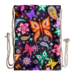 Floral Butterflies Drawstring Bag (Large)