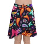 Floral Butterflies Chiffon Wrap Front Skirt