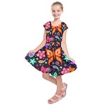 Floral Butterflies Kids  Short Sleeve Dress