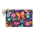 Floral Butterflies Canvas Cosmetic Bag (Large)