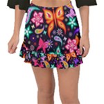 Floral Butterflies Fishtail Mini Chiffon Skirt