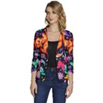 Floral Butterflies Women s One-Button 3/4 Sleeve Short Jacket