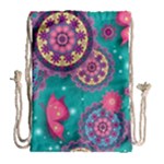 Floral Pattern, Abstract, Colorful, Flow Drawstring Bag (Large)