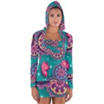 Floral Pattern, Abstract, Colorful, Flow Long Sleeve Hooded T-shirt