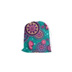 Floral Pattern, Abstract, Colorful, Flow Drawstring Pouch (XS)