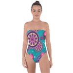 Floral Pattern, Abstract, Colorful, Flow Tie Back One Piece Swimsuit