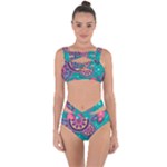 Floral Pattern, Abstract, Colorful, Flow Bandaged Up Bikini Set 