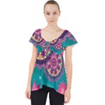Floral Pattern, Abstract, Colorful, Flow Lace Front Dolly Top
