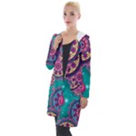 Floral Pattern, Abstract, Colorful, Flow Hooded Pocket Cardigan