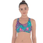 Floral Pattern, Abstract, Colorful, Flow Cross String Back Sports Bra