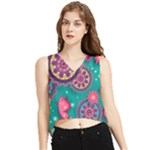 Floral Pattern, Abstract, Colorful, Flow V-Neck Cropped Tank Top