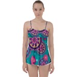 Floral Pattern, Abstract, Colorful, Flow Babydoll Tankini Top