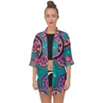 Floral Pattern, Abstract, Colorful, Flow Open Front Chiffon Kimono