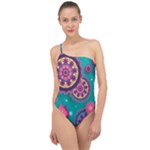 Floral Pattern, Abstract, Colorful, Flow Classic One Shoulder Swimsuit