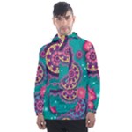 Floral Pattern, Abstract, Colorful, Flow Men s Front Pocket Pullover Windbreaker