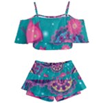 Floral Pattern, Abstract, Colorful, Flow Kids  Off Shoulder Skirt Bikini