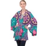 Floral Pattern, Abstract, Colorful, Flow Long Sleeve Velvet Kimono 