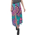 Floral Pattern, Abstract, Colorful, Flow Velour Split Maxi Skirt