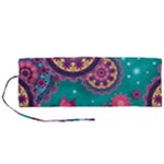 Floral Pattern, Abstract, Colorful, Flow Roll Up Canvas Pencil Holder (M)