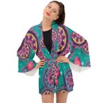 Floral Pattern, Abstract, Colorful, Flow Long Sleeve Kimono