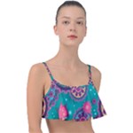 Floral Pattern, Abstract, Colorful, Flow Frill Bikini Top