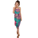 Floral Pattern, Abstract, Colorful, Flow Waist Tie Cover Up Chiffon Dress