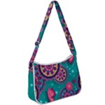 Floral Pattern, Abstract, Colorful, Flow Zip Up Shoulder Bag