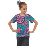 Floral Pattern, Abstract, Colorful, Flow Kids  Mesh Piece T-Shirt