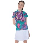 Floral Pattern, Abstract, Colorful, Flow Women s Polo T-Shirt