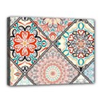 Flowers Pattern, Abstract, Art, Colorful Canvas 16  x 12  (Stretched)