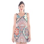 Flowers Pattern, Abstract, Art, Colorful Scoop Neck Skater Dress