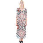 Flowers Pattern, Abstract, Art, Colorful Quarter Sleeve Wrap Maxi Dress