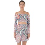 Flowers Pattern, Abstract, Art, Colorful Off Shoulder Top with Skirt Set