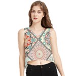 Flowers Pattern, Abstract, Art, Colorful V-Neck Cropped Tank Top