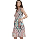 Flowers Pattern, Abstract, Art, Colorful Sleeveless V-Neck Skater Dress with Pockets