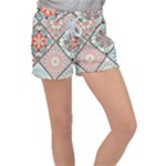 Flowers Pattern, Abstract, Art, Colorful Women s Velour Lounge Shorts