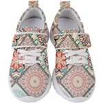 Flowers Pattern, Abstract, Art, Colorful Kids  Velcro Strap Shoes