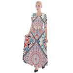 Flowers Pattern, Abstract, Art, Colorful Half Sleeves Maxi Dress