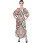 Flowers Pattern, Abstract, Art, Colorful V-Neck Boho Style Maxi Dress