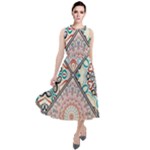 Flowers Pattern, Abstract, Art, Colorful Round Neck Boho Dress