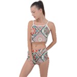 Flowers Pattern, Abstract, Art, Colorful Summer Cropped Co-Ord Set