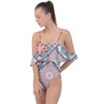 Flowers Pattern, Abstract, Art, Colorful Drape Piece Swimsuit